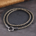 Nordic viking rune with Open Round Clasp pendant necklace stainless steel chain with wood box