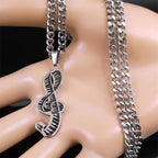 Piano Note Silver Pendant Necklace — Stainless Steel