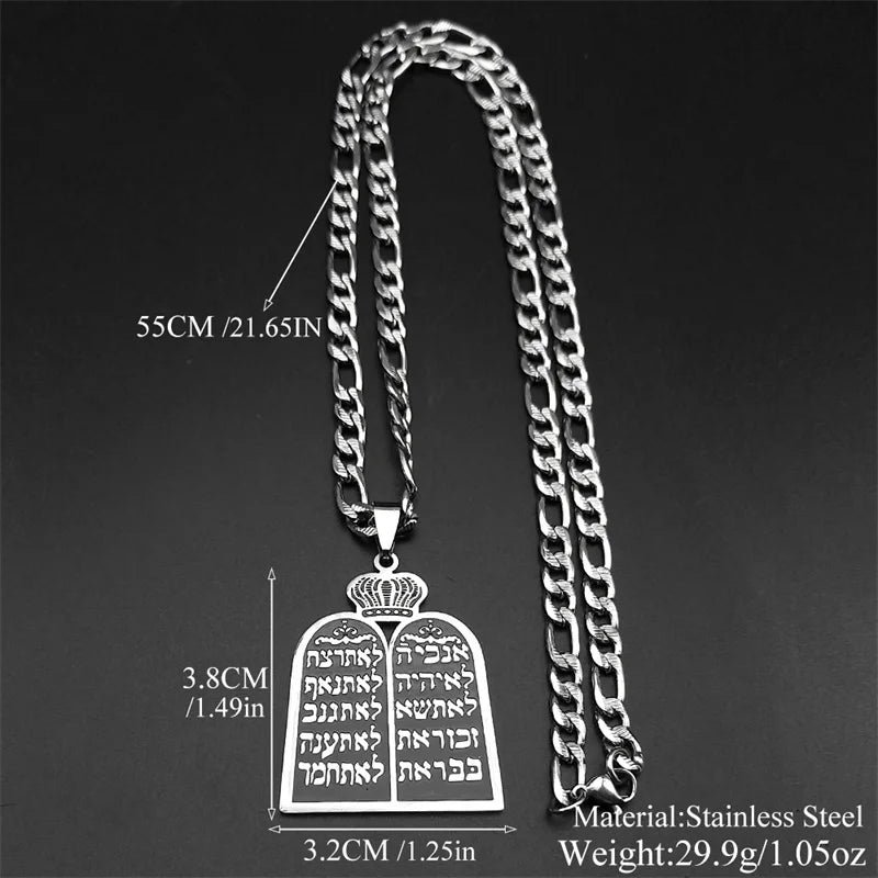 Torah Ten Commandments Pendant Necklace — Gold