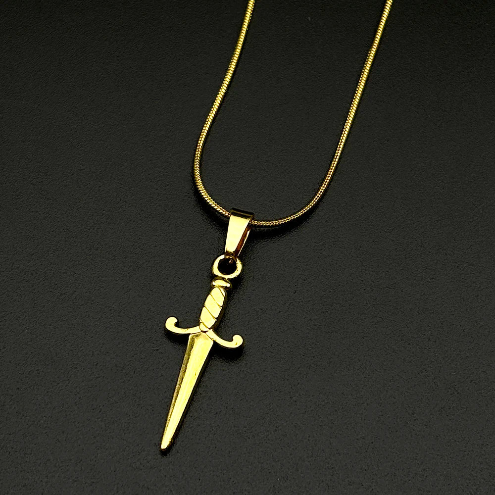 Punk Rock Sword Cross Pendant Necklaces Retro Gothic Knife Necklace Hip Hop Rapper Simple Jewelry For Women Men Gifts