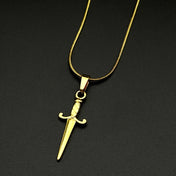 Gothic Cross Pendant Necklace Sword Retro Steel