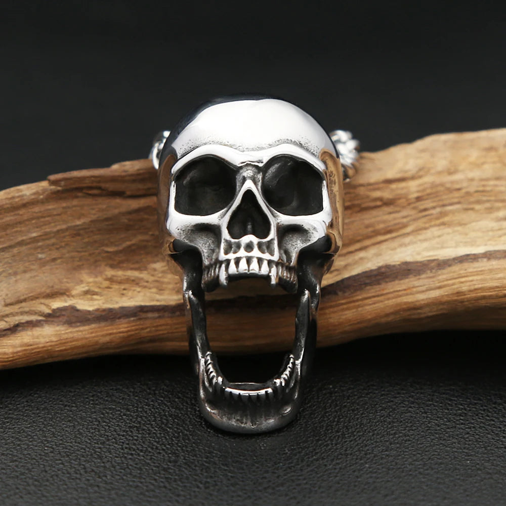 Gothic Skull Bottle Opener Pendant Necklace — Stainless