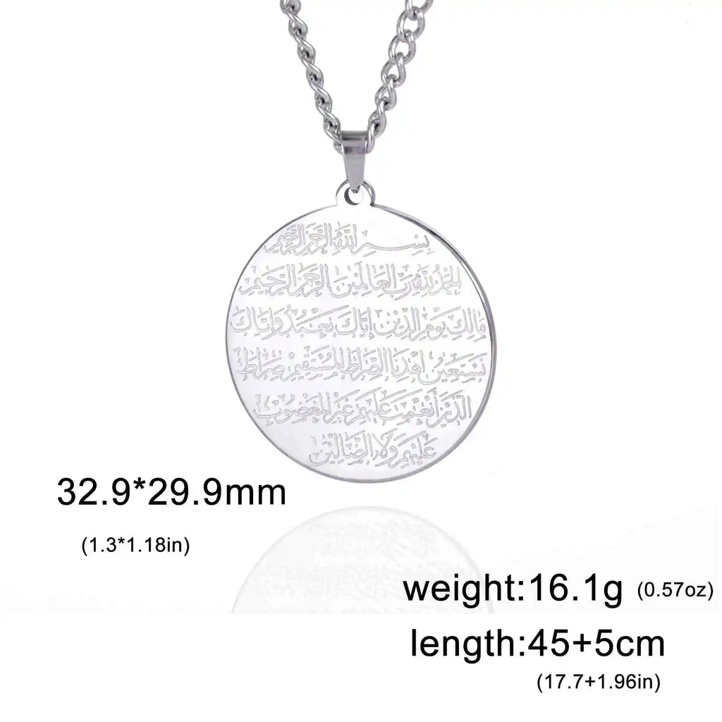 VASSAGO Muslim Allah Necklace Islamic Allah Pendant Necklace Ayatul Kursi Islam Quran Allah Charm Eid Arabic Gift for