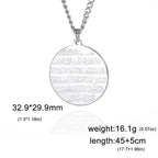 VASSAGO Muslim Allah Necklace Islamic Allah Pendant Necklace Ayatul Kursi Islam Quran Allah Charm Eid Arabic Gift for