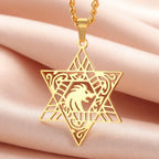 Lion of Judah Star of David Pendant Necklace — Stainless Steel