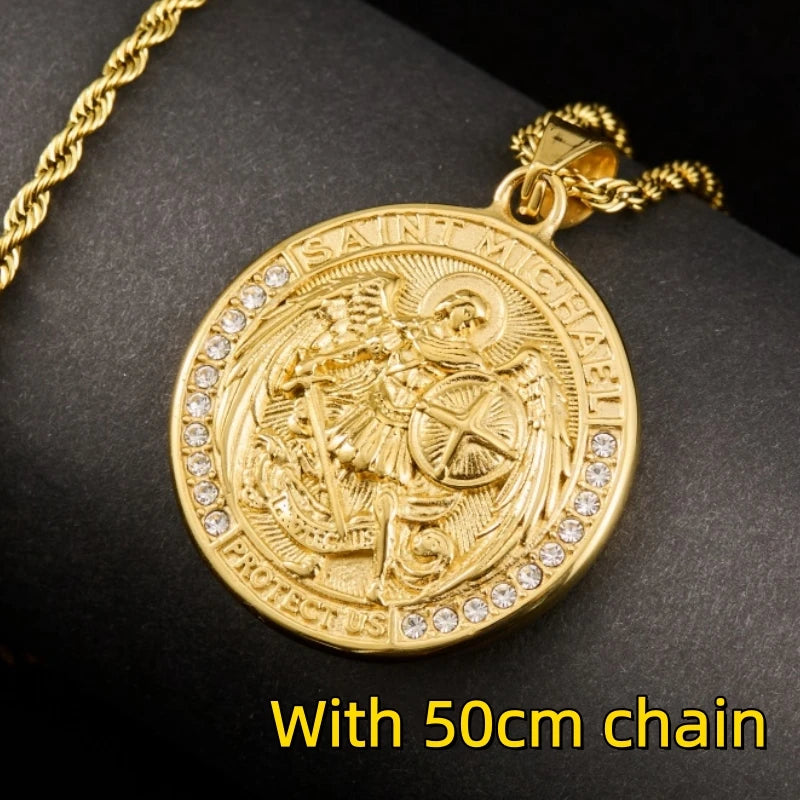 Iced Out Knights Templar Cross Pendant Necklace — Stainless Steel