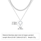 Stylish Geometry Layering Necklaces for Men Women,Silver Color Stainless Steel Rectangle Pendant Neacklace,Birthday