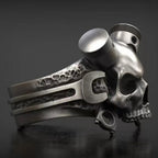 Steampunk Wrench Skull Ring — Gothic Statement