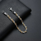 New Stainless Steel Half Gold Silver Color Twist Chain Bracelet for Men Women Kpop Jewelry Gift
