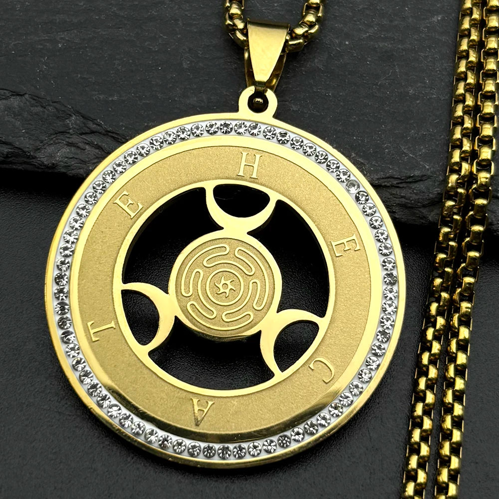 Moon Steel Pendant Witchcraft Triple Goddness