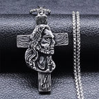 Orthodox Icon Cross Pendant Necklace — Stainless Steel