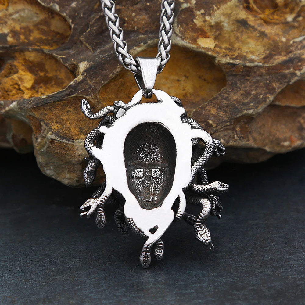 Fashion Medusa Stainless Steel Necklace For Men Unique Punk Snake Vintage Pendant Neclace Amulet Jewelry Gifts Dropshipping