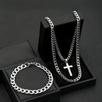 Cuban Chain Necklace Bracelet Set — Stainless Steel