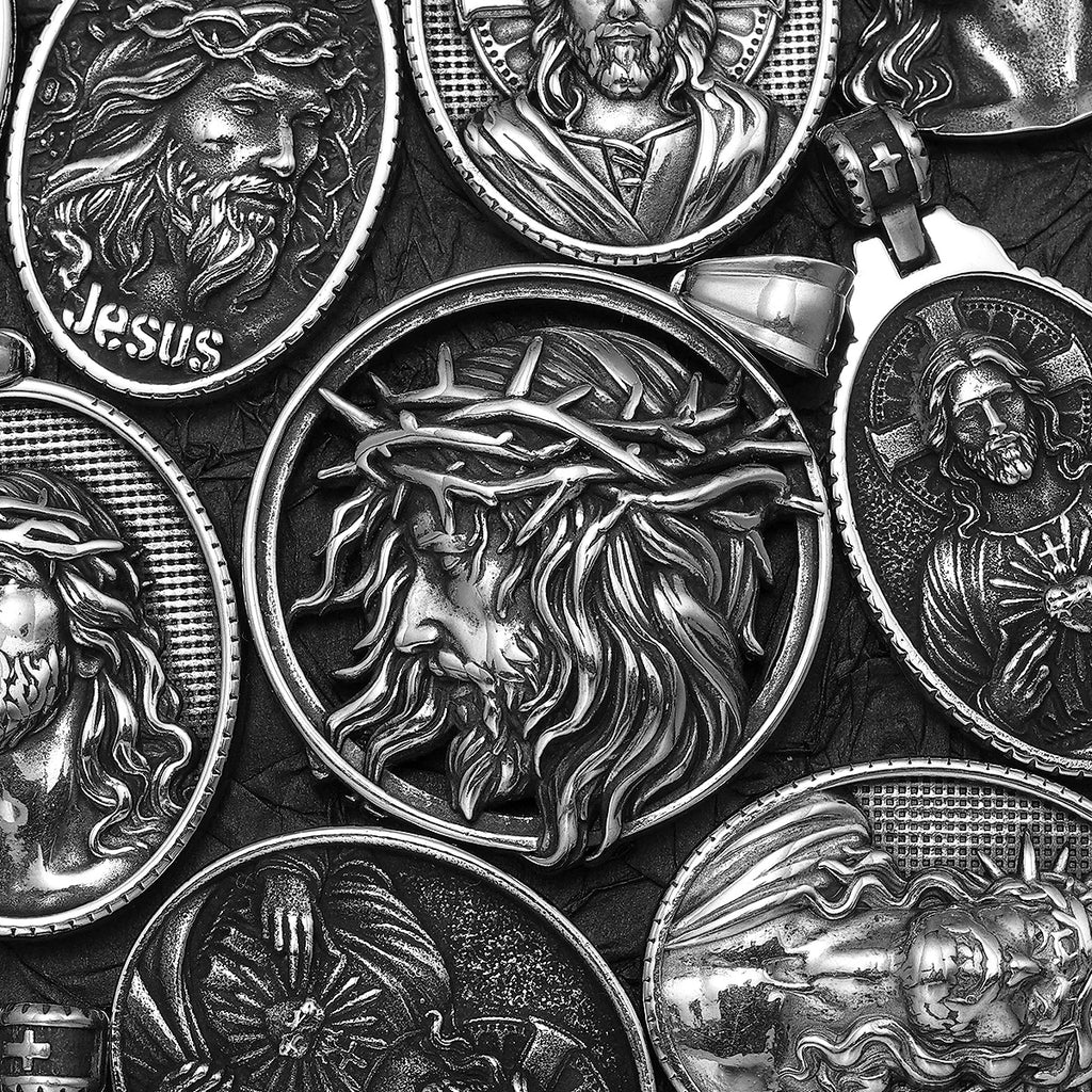 Jesus Heart Cross Pendant — Stainless Steel
