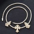 Cross Tennis Necklace Iced Out 5A CZ
