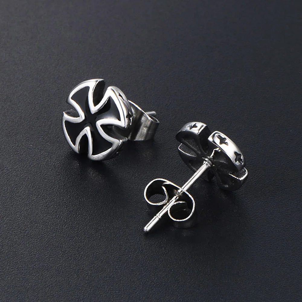 Cross Steel Earrings Vintage German World War
