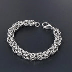Punk Braided Biker Chain Bracelet — Stainless Steel, 18.5-21.5cm