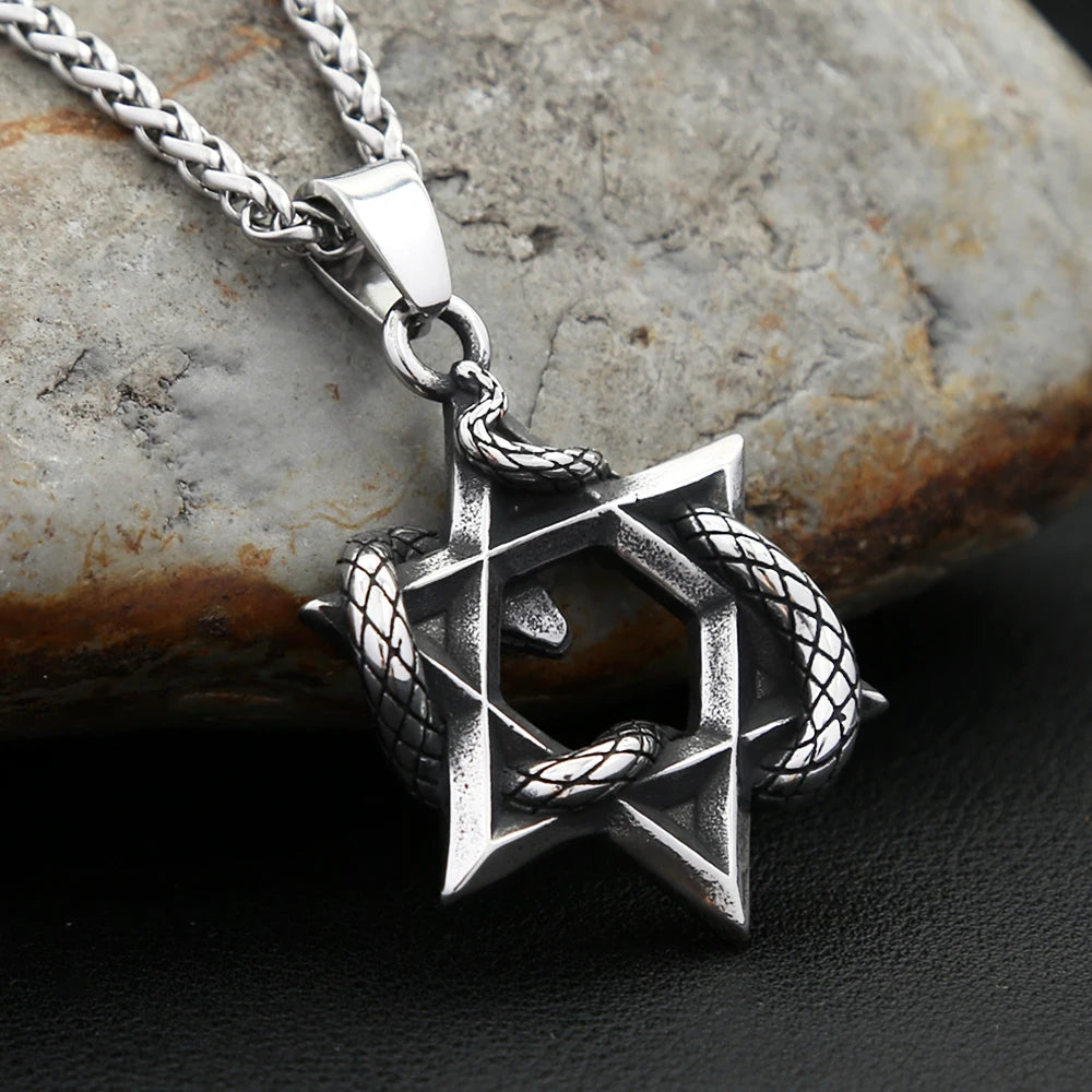 Star Snake Steel Pendant Punk Vintage David Hexagram