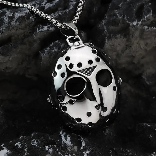 Black Mask Pendant Necklace — Stainless Steel