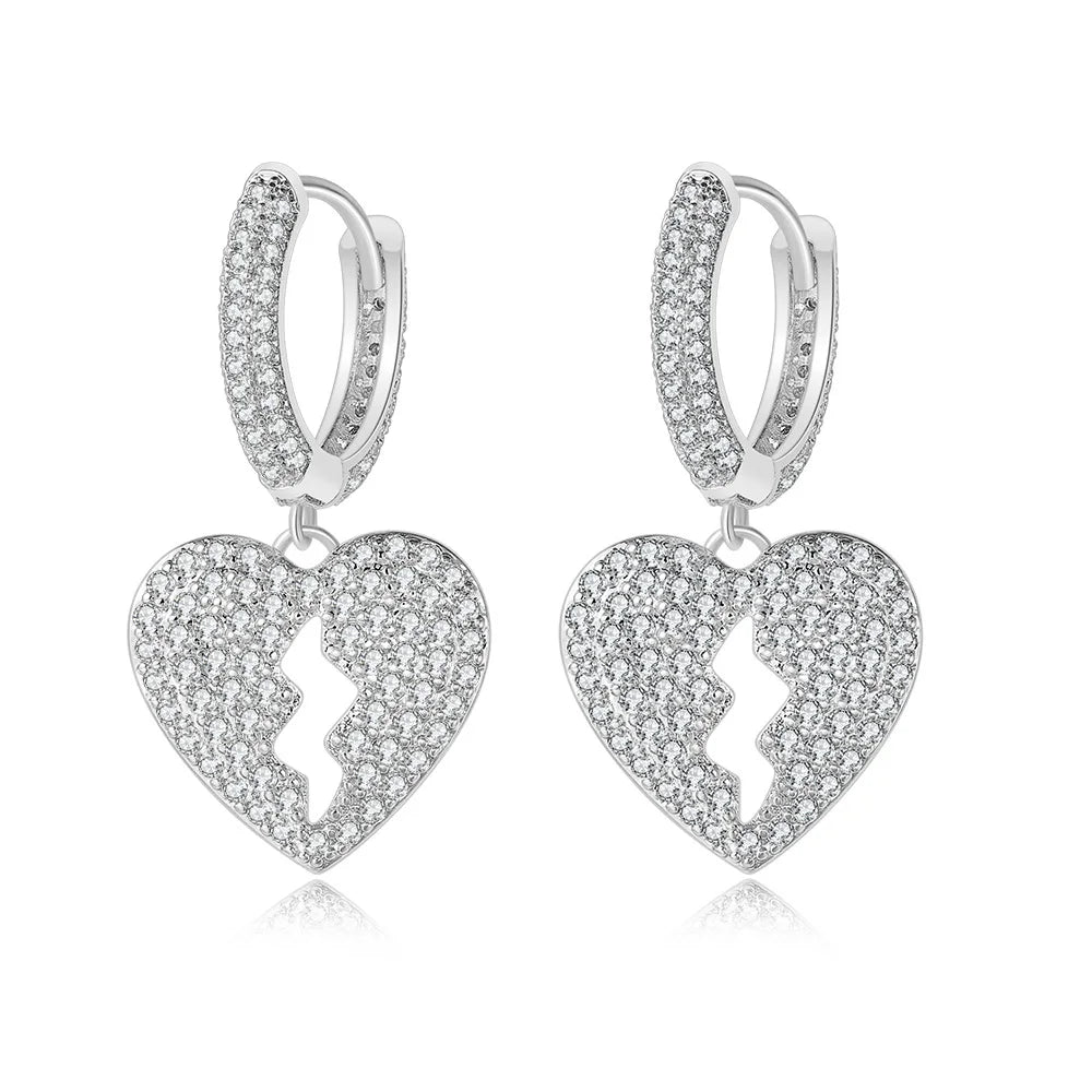 Crystal Heart Hoop Earrings — Stainless