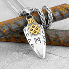 Norse Runes Odin's Spear Necklace Men's Gold Color Stainless Steel Arrowhead Pendant Valknut Talisman Male Vikings