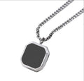 Punk Style Black Square Pendant Necklace For Men Women Hip Hop Stainless Steel Gold Color Neck Chain Rock Jewelry Cool Fashion