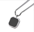 Punk Style Black Square Pendant Necklace For Men Women Hip Hop Stainless Steel Gold Color Neck Chain Rock Jewelry Cool Fashion