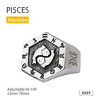 925 Sterling Silver Zodiac Sign Ring for Men Adjustable Aries Minimalist Personalized Gift for Boyfriend