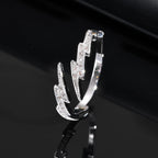 Iced Out Zircon Lightning Open Ring — Stainless Steel