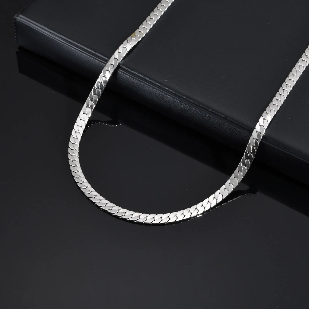 Flat Cuban Chain Choker Necklace — Stainless Steel