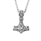 Vintage Stainless Steel Viking Thor's Hammer Pendant Necklace For Men Nordic Celtic Knot Necklace Fashion Jewelry Gift