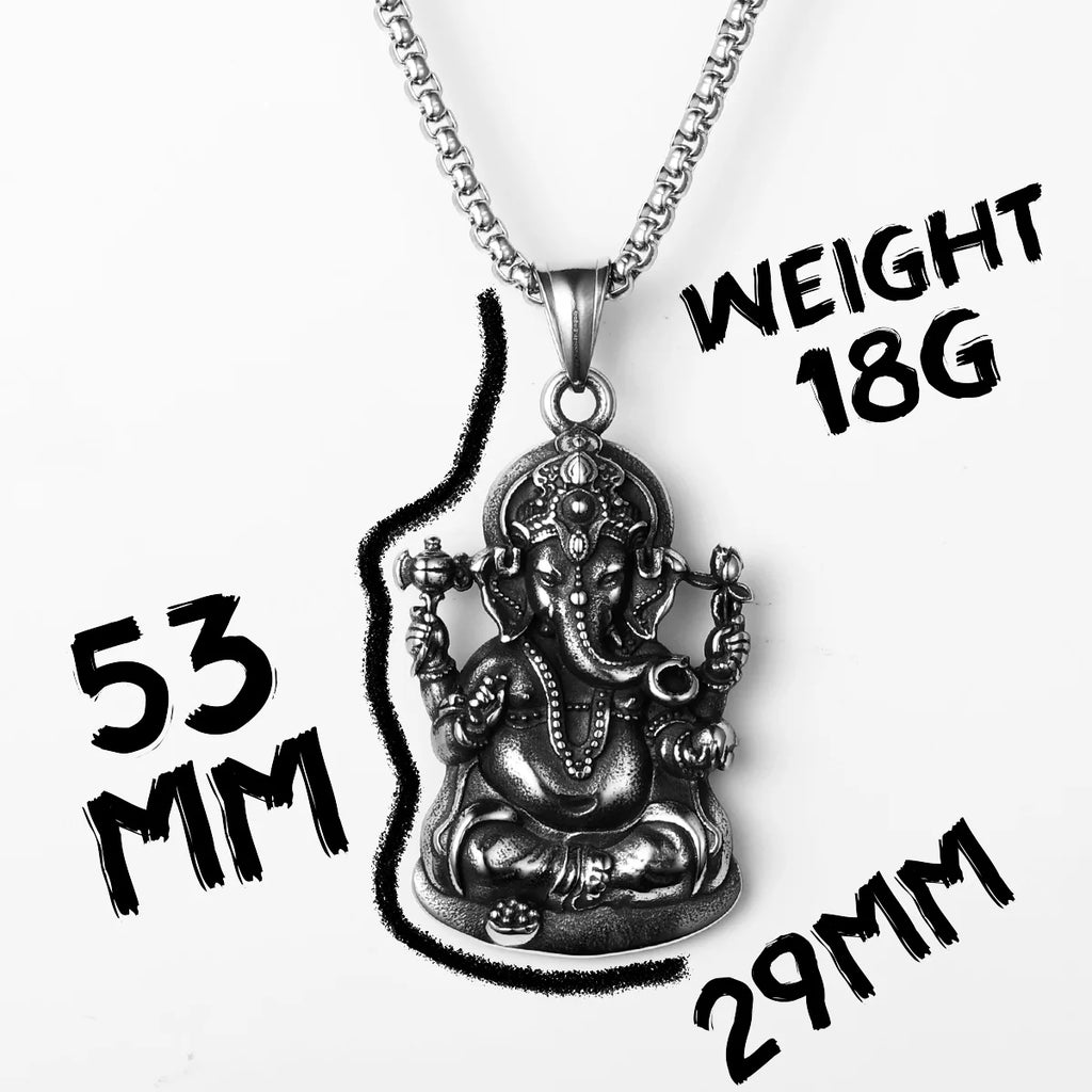 Ganesha Pendant Necklace — Stainless Steel