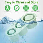 Silicone Ice Cube Maker Tray For Stanley Cup with Lid and Bin for Freezer, 3 Hollow Large Cylinder Ice Cube Mold for