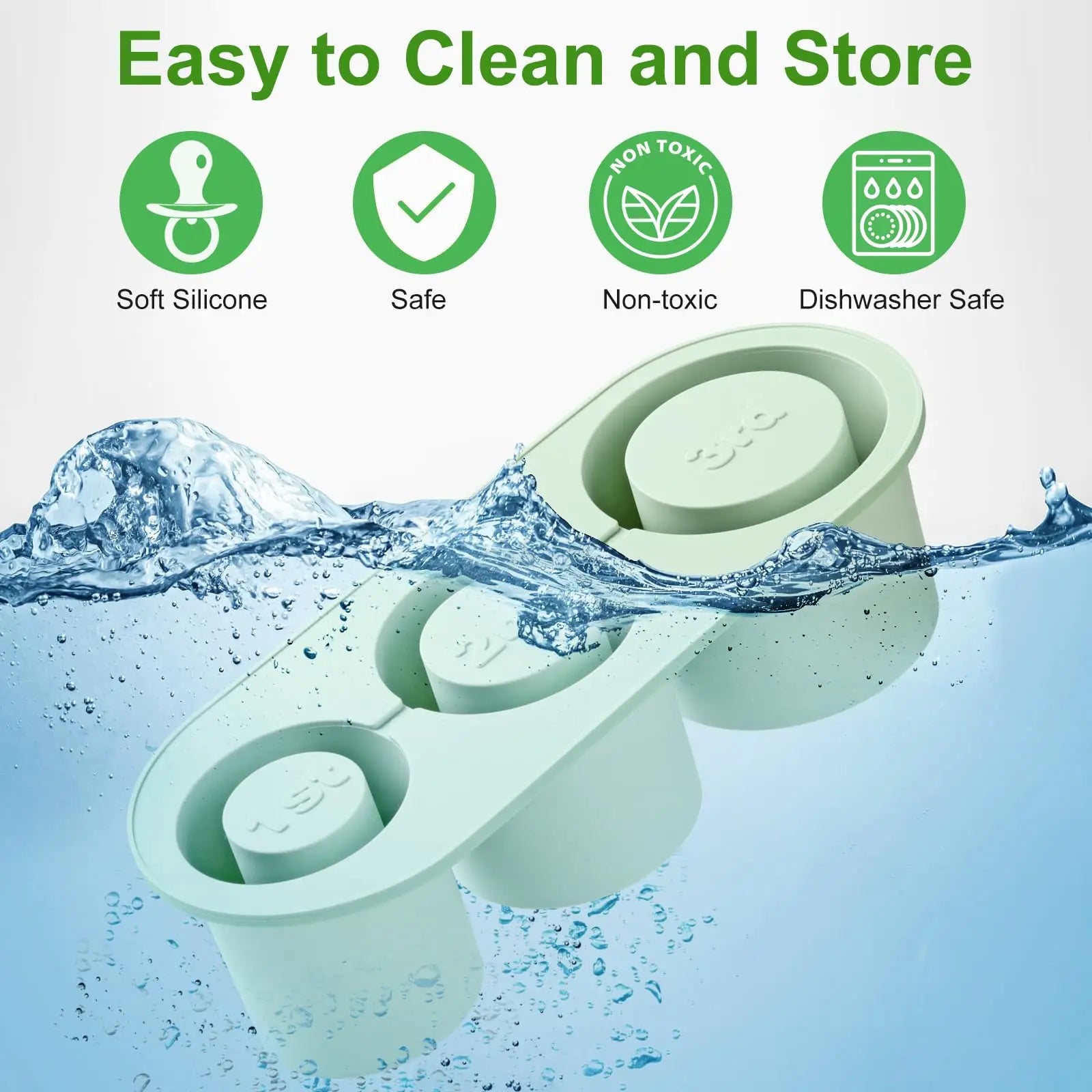 Silicone Ice Cube Maker Tray For Stanley Cup with Lid and Bin for Freezer, 3 Hollow Large Cylinder Ice Cube Mold for
