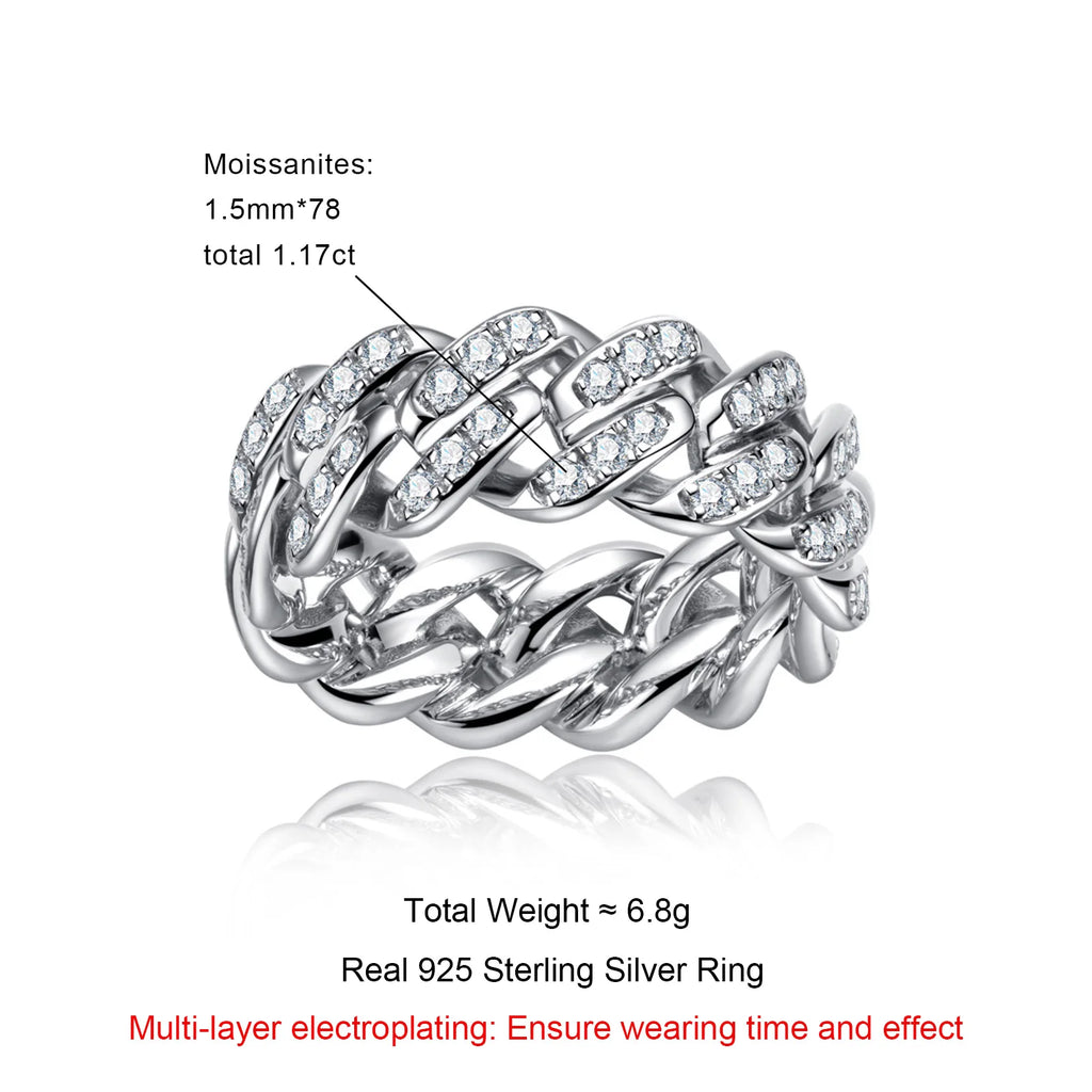Iced Out Cuban Ring — 925 Silver