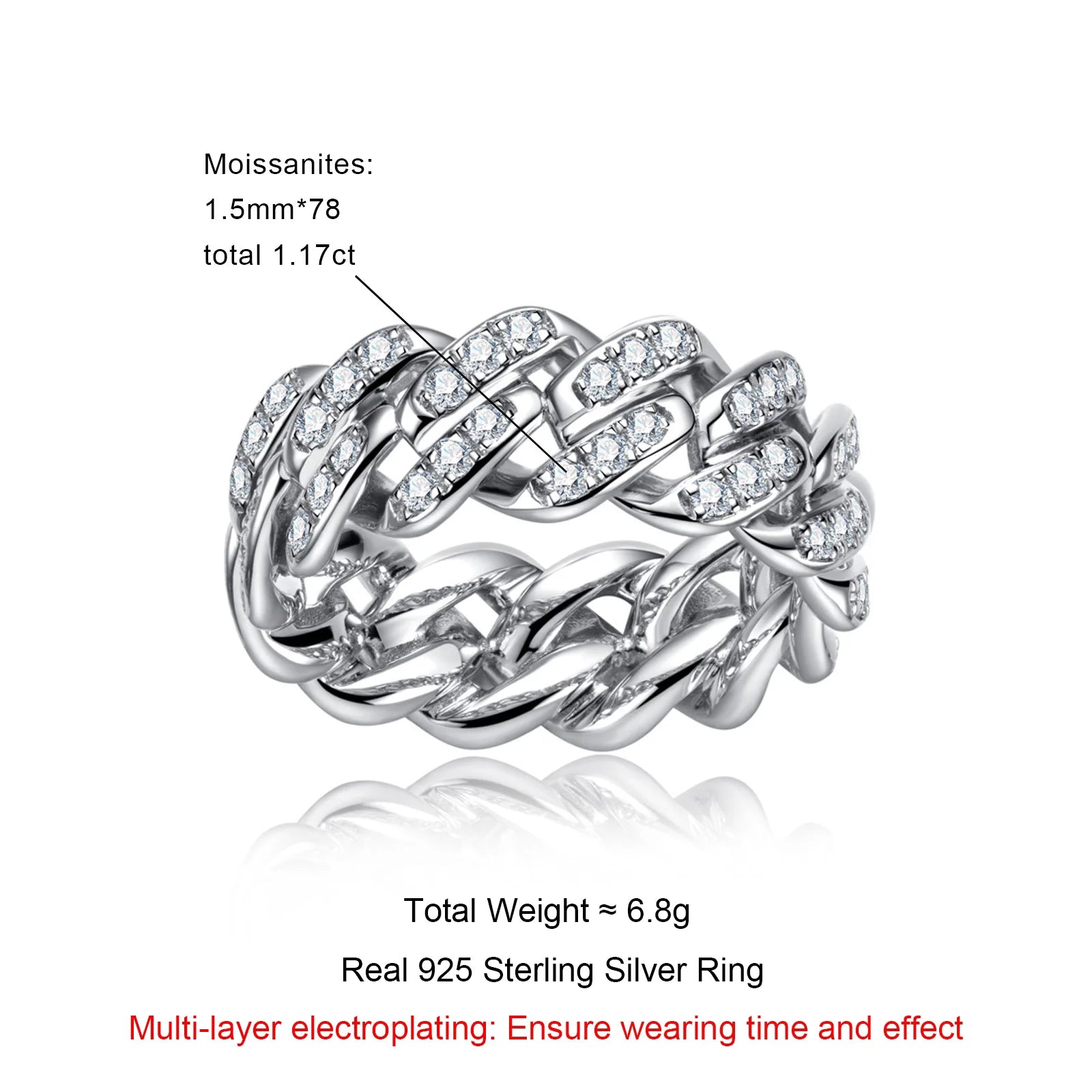 Iced Out Cuban Ring — 925 Silver