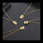 Letter Pendant Square Chain — Gold