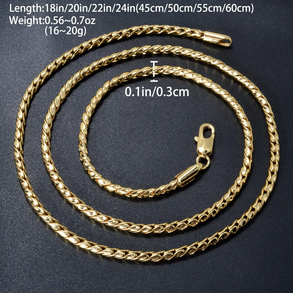Textured Flat Woven Herringbone Chain Necklace Stackable 60cm