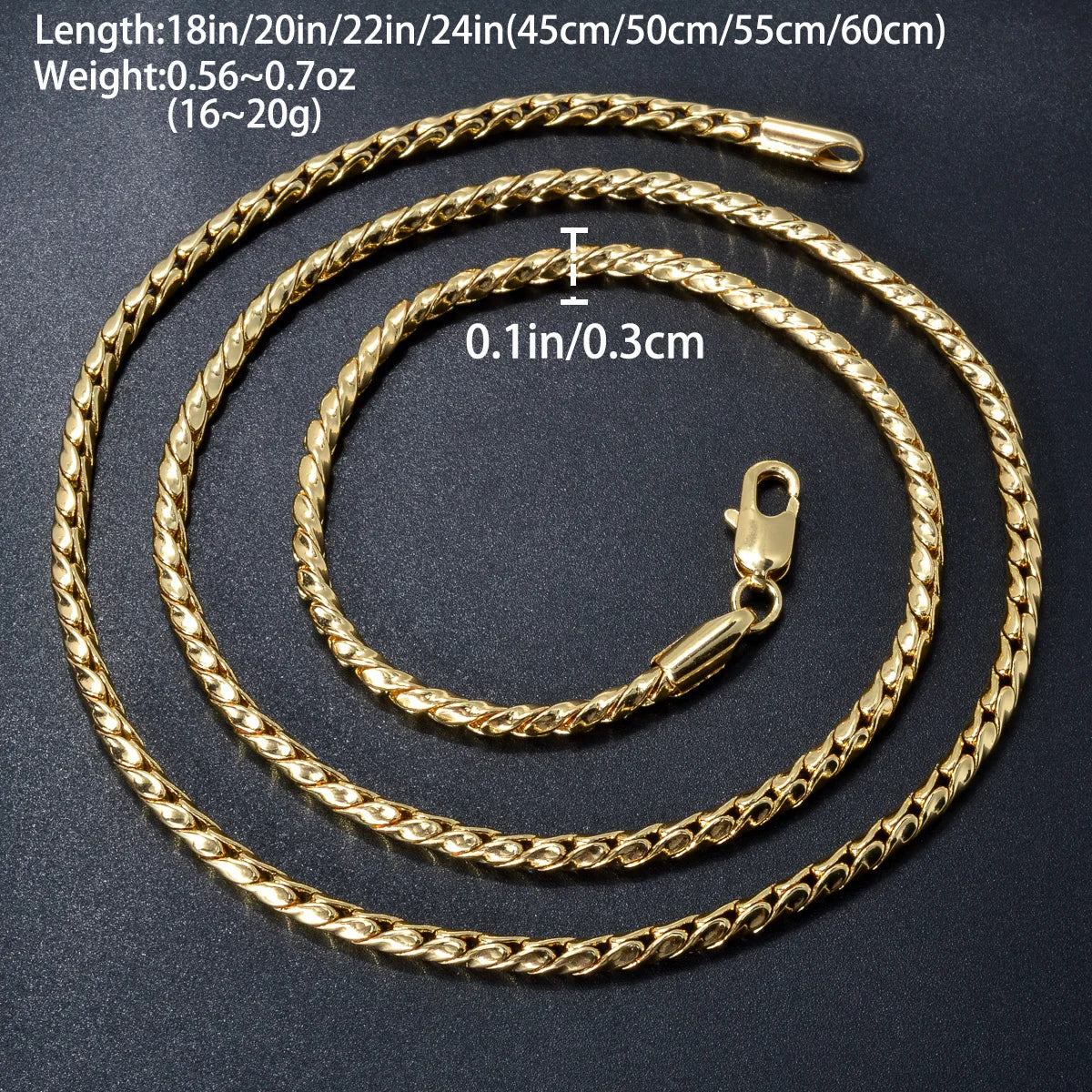 Textured Flat Woven Herringbone Chain Necklace Stackable 60cm