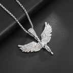 Iced Out Angel Wings Pendant Necklace — Gold
