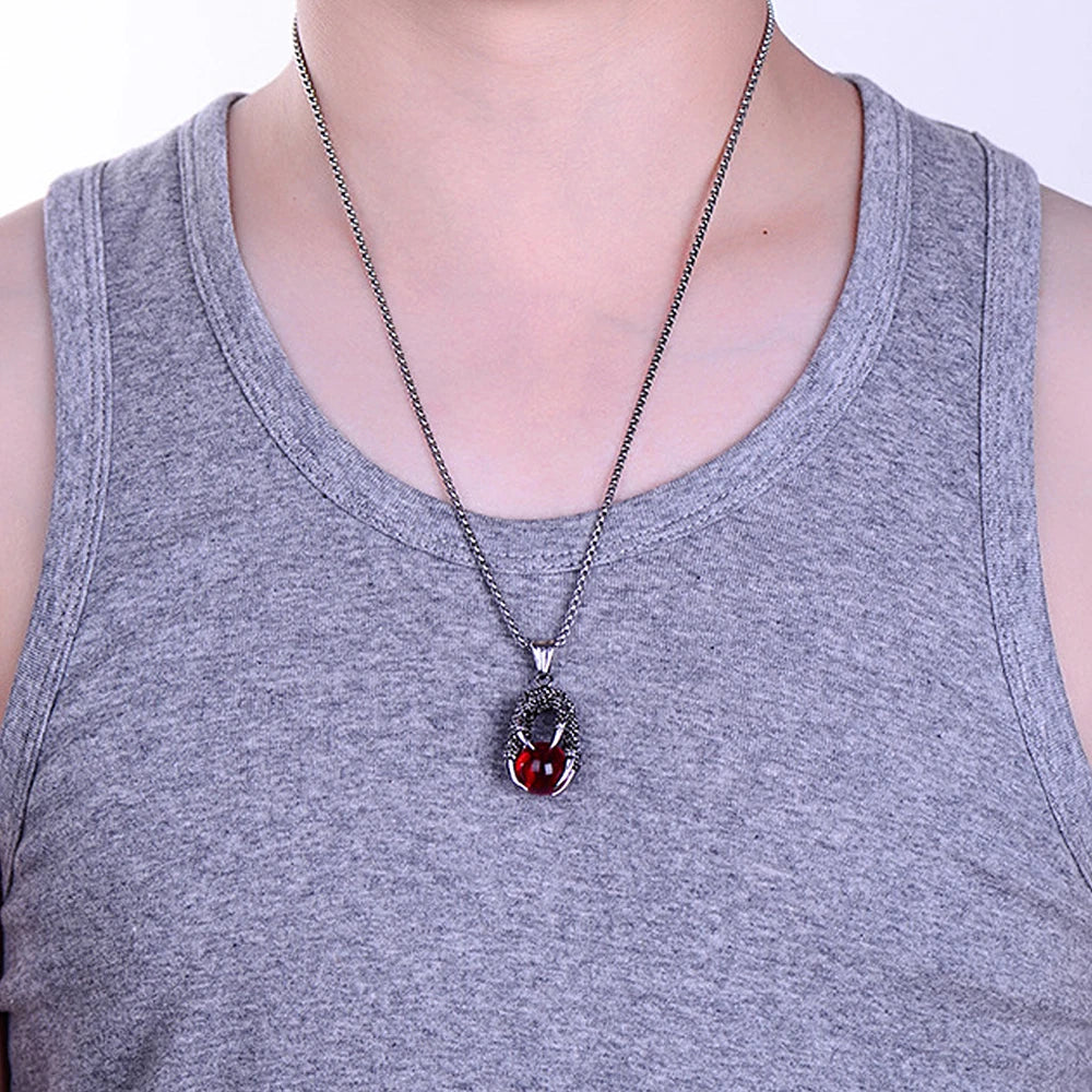 Dragon Claw Stone Pendant — Stainless Steel