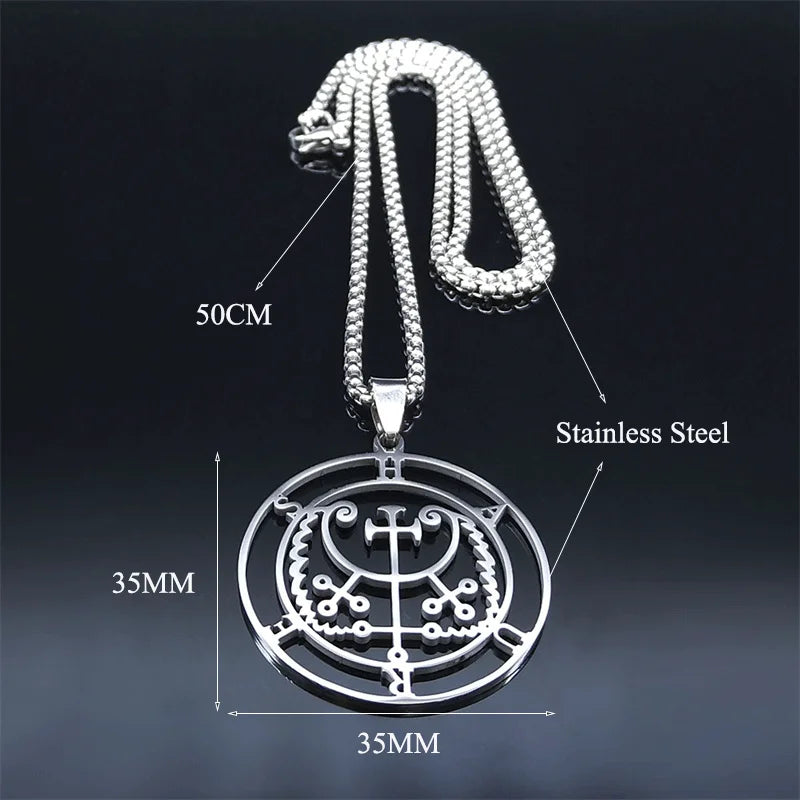 Satan Seal Silver Chain Necklace — Stainless Steel