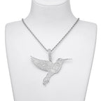 Iced Out Hummingbird Rope Chain Pendant Necklace