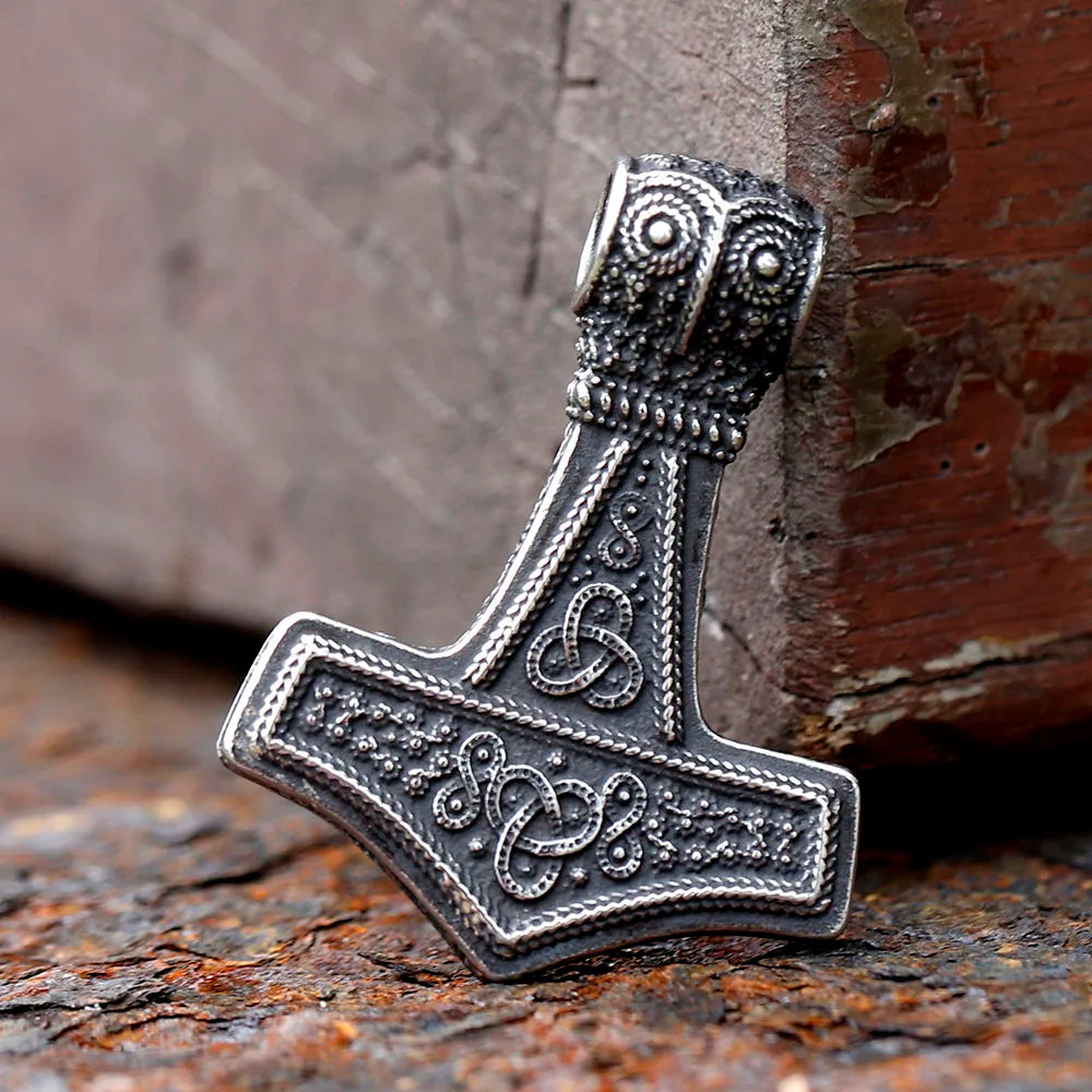 2024 New Fashion Viking Thor's Hammer Pendant Raven Pendant For Men 316L Stainless Steel Jewelry Gift
