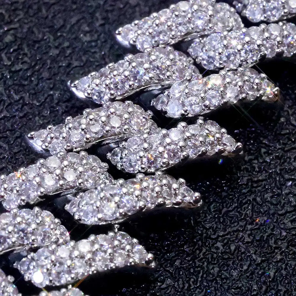 Iced Out Spiked Chain Necklace Stainless Steel