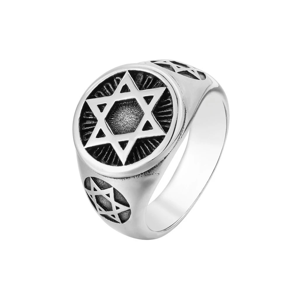Vintage Hexagram Star of David Ring — Stainless Steel