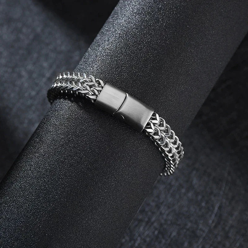 Chic and Masculine Double-layer Titanium Steel Bracelet for Streetwear Fashion Wholesale