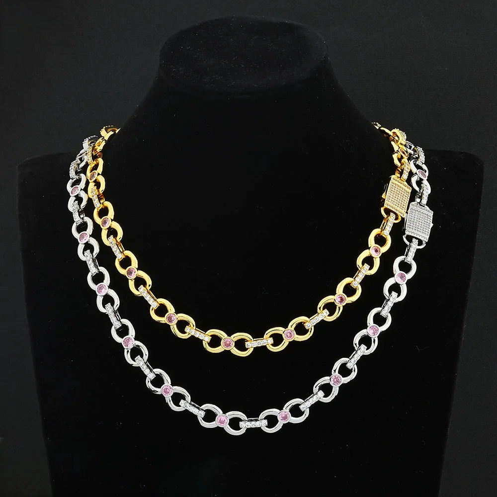 Gold Cuban Chain Necklace Iced Out 12MM CZ