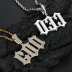 Gold Iced Out Letter Pendant 18K Old English