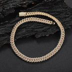 Luxury 24K 9999 Pure Gold real gold Hip Hop Full Diamond Necklace Width 10mm Double Rows Diamond Cuban Necklace Bracelet
